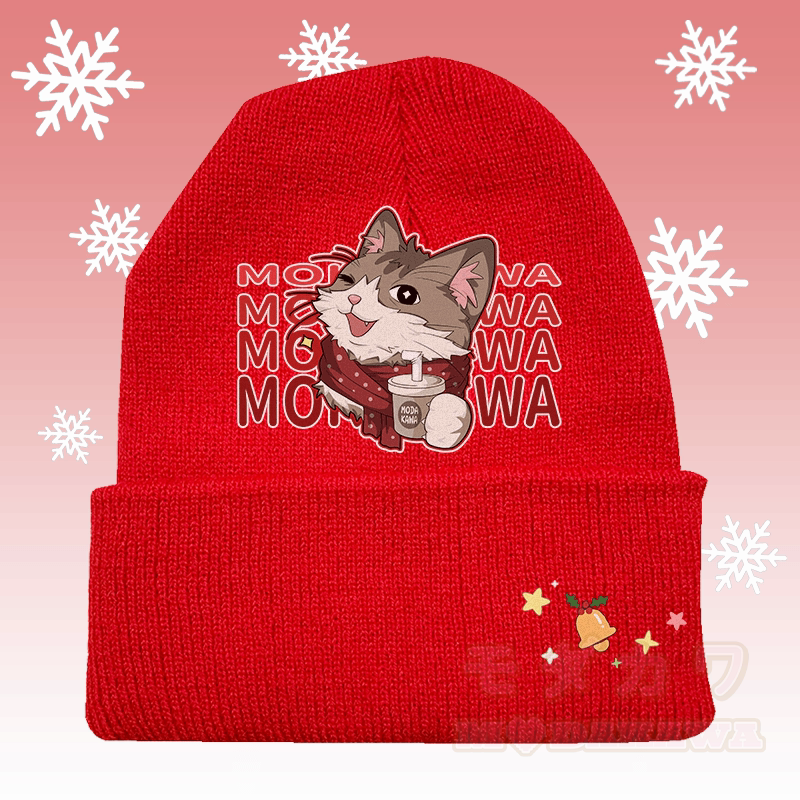 MODAKAWA クリスマススカーフ 猫グラフィック ニット帽 - 赤 - 36～60センチ - image 4