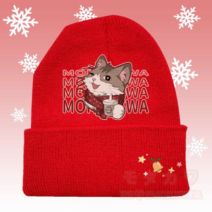 MODAKAWA クリスマススカーフ 猫グラフィック ニット帽 - 赤 - 36～60センチ - image 4