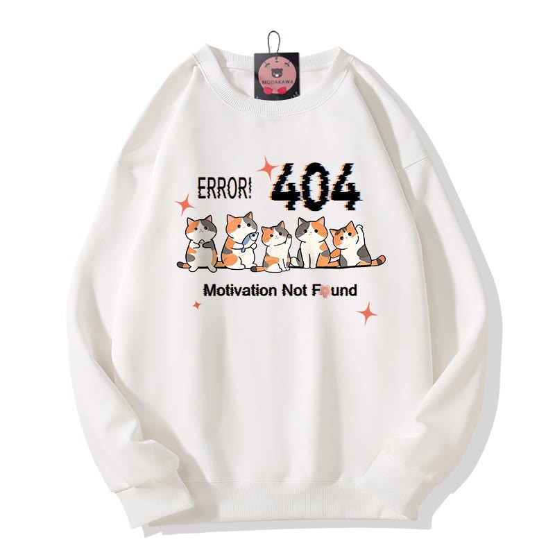 ERROR 404 MOTIVATION NOT FOUNDん キティプリント ラウンドカラー スウェットシャツ - White - 5XL - image 3