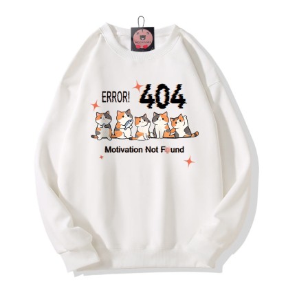ERROR 404 MOTIVATION NOT FOUNDん キティプリント ラウンドカラー スウェットシャツ - White - 5XL - image 3