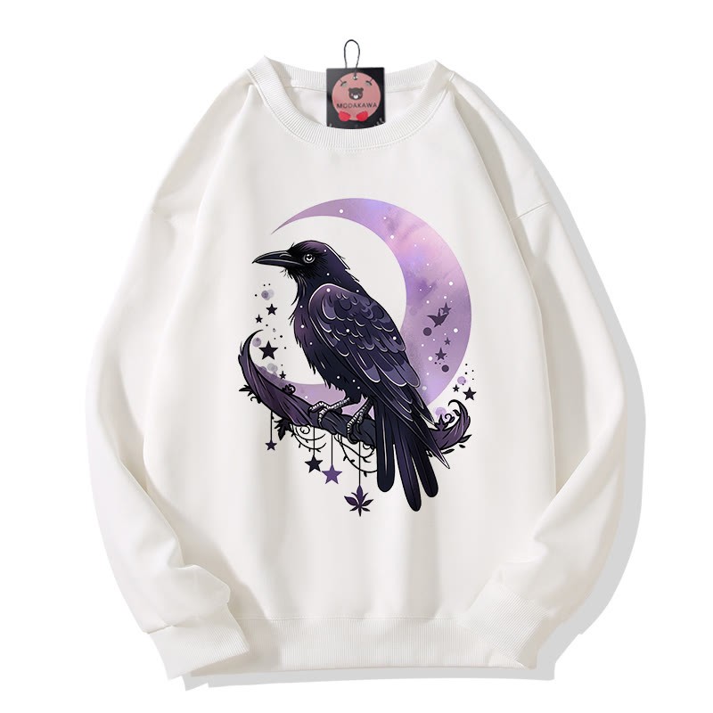 バードムーンプリント ラウンドカラー スウェットシャツ - White - 5XL - image 5