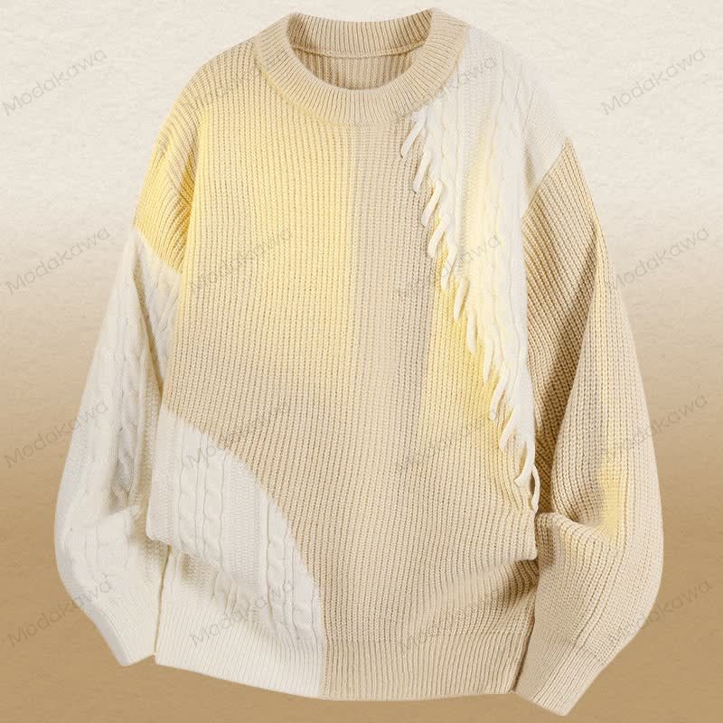 ニットカラーブロックセーター コーデュロイパンツ ツーピース - アプリコットセーター - 3XL - image 8