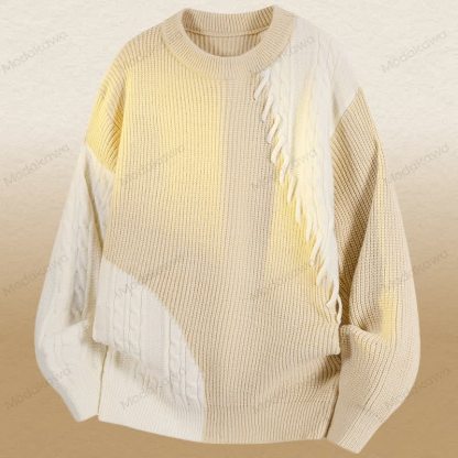 ニットカラーブロックセーター コーデュロイパンツ ツーピース - アプリコットセーター - 3XL - image 8