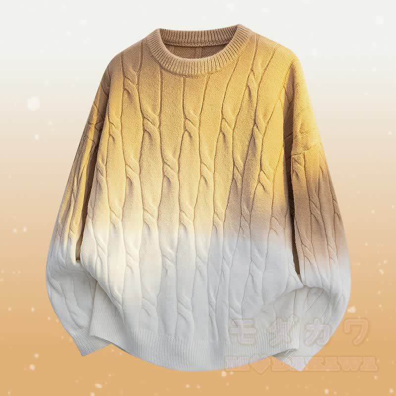 グラデーションニットセーターポケットパンツツーピース - カーキ色のセーター - 3XL - image 9
