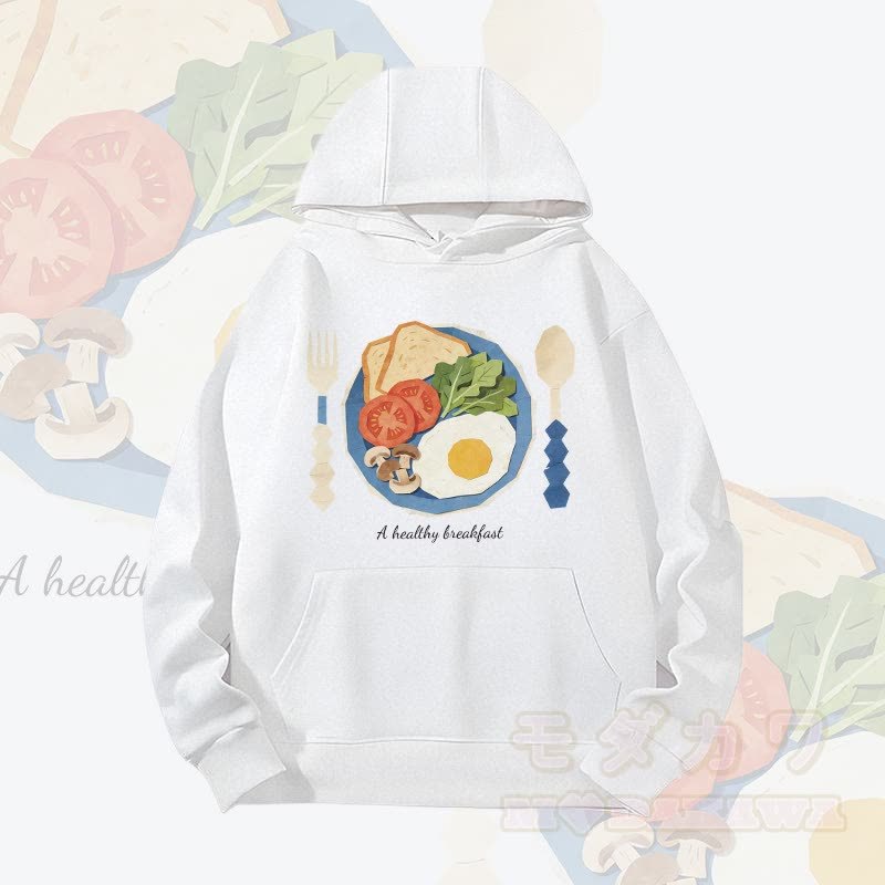 MODAKAWA ヘルシーブレックファースト グラフィック ヘビーウェイト パーカー - 白 - 2XL - image 4