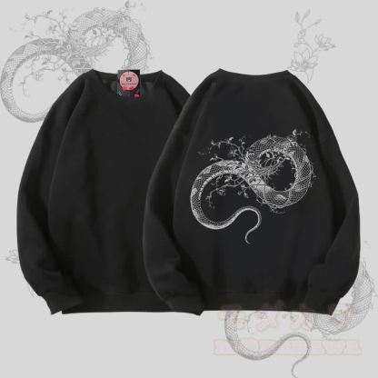 MODAKAWA フラワースネークグラフィック ユニセックス スウェットシャツ - 黒 - 5XL - image 4