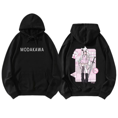 MODAKAWA X airii.exeキティガールレタープリント ルーズパーカー - Black B - 5XL - image 9