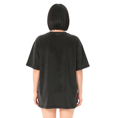 人が嫌い 猫グラフィックModakawaユニセックス ヴィンテージウォッシュドTシャツ - image 4