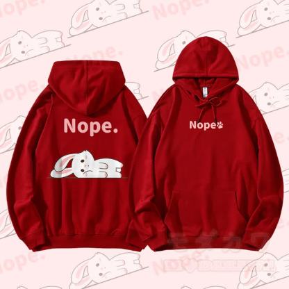 MODAKAWA バニー ライイング フラット グラフィック ストリートウェア プルオーバー パーカー - ワインレッド - 5XL - image 3