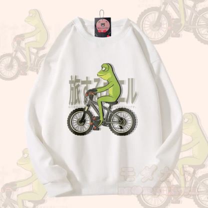 バイキングフロッググラフィックユニセックススウェットシャツ - 白 - 5XL - image 3