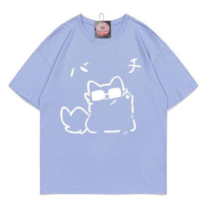 メガネキティプリントTシャツ - Lavender Blue - 5XL - image 5