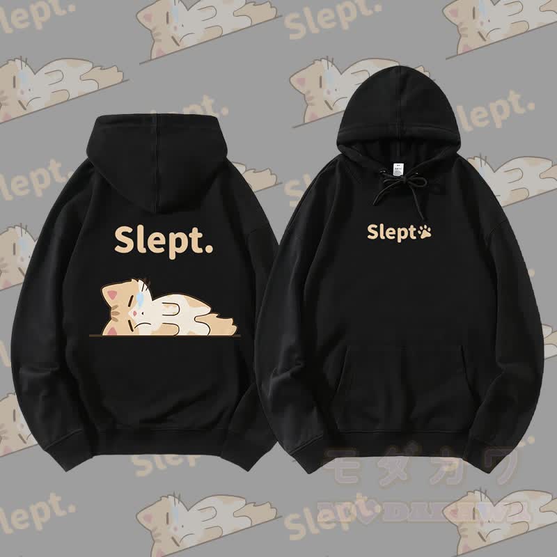 MODAKAWA キティ ライイング フラット グラフィック ストリートウェア プルオーバー パーカー - 黒 - 5XL - image 5