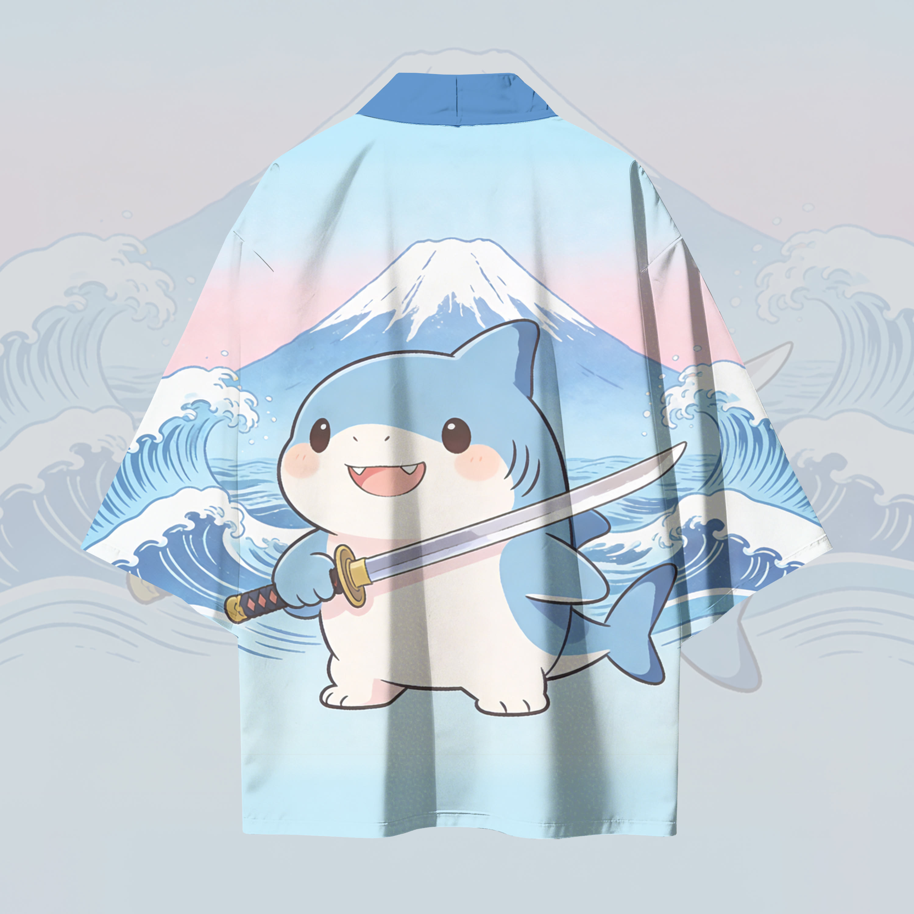 サムライシャーク柄のModakawaカーディガン着物アウター - image 3