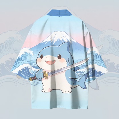 サムライシャーク柄のModakawaカーディガン着物アウター - image 3