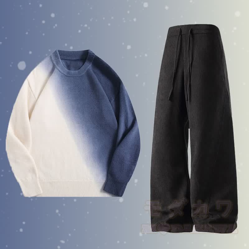 ニットグラデーションセーター コーデュロイパンツ ツーピース - セットD - 2XL - image 4
