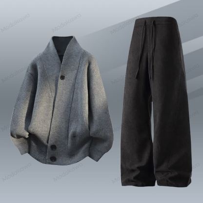 ニットカーディガン セーター コーデュロイパンツ ツーピース - セットF - 4XL - image 6