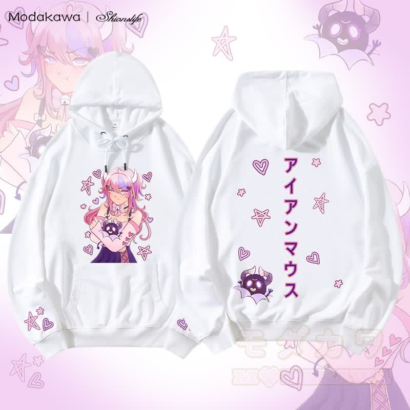 MODAKAWA X Shionslife IronmouseとBubiのグラフィックストリートウェアプルオーバーパーカー - 白 - 5XL - image 3