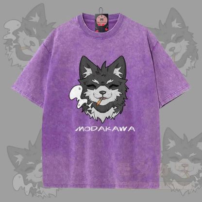 MODAKAWA 倖田來未 スモーキンググラフィック ユニセックス ヴィンテージウォッシュTシャツ - 紫 - 5XL - image 7