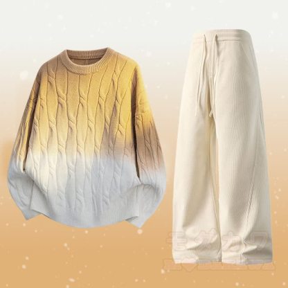 グラデーションニットセーターポケットパンツツーピース - セットE - 3XL - image 5