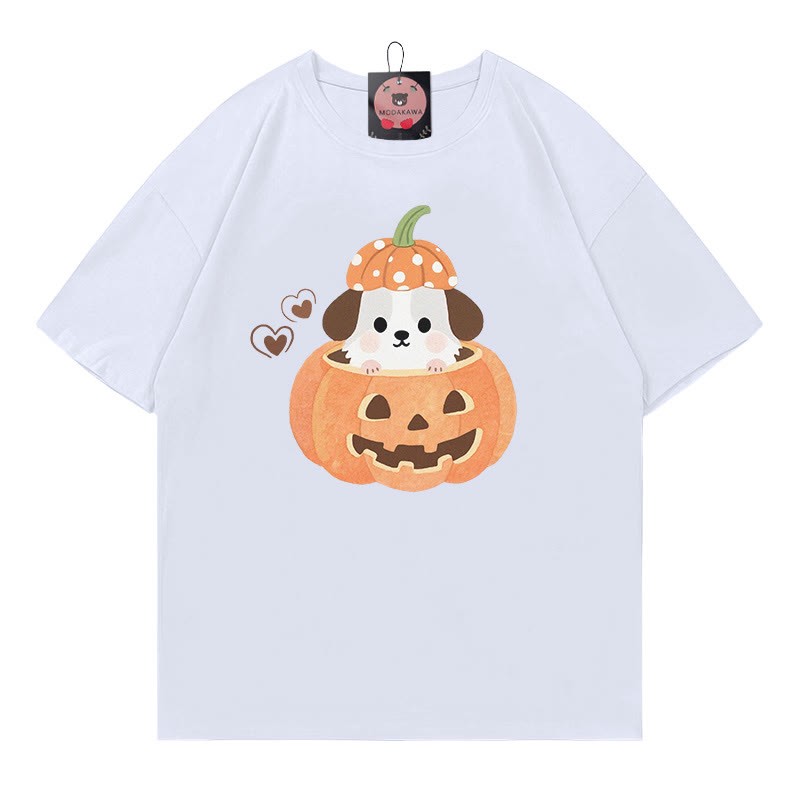 パンプキンパピープリントTシャツ - 白 - 5XL - image 3