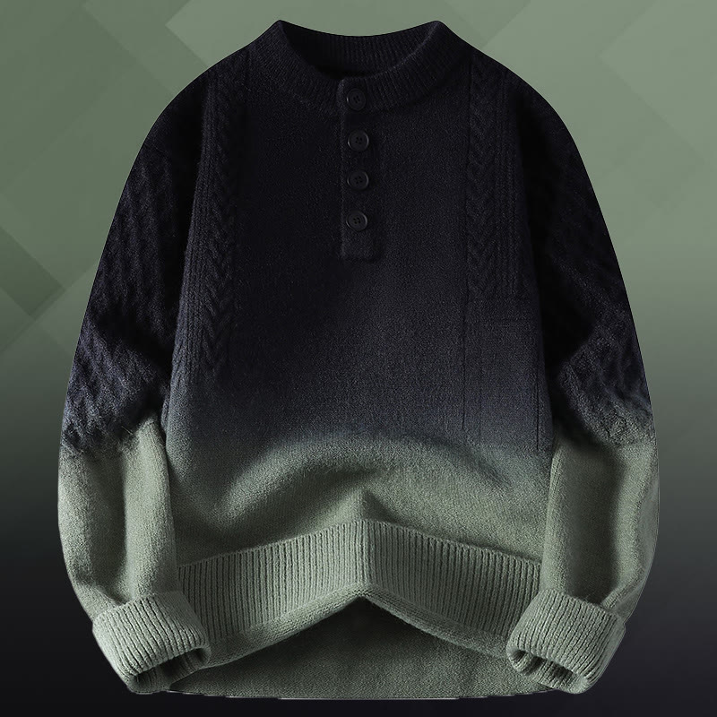 グラデーションケーブルニットセーター デニムパンツ ツーピース - Green Sweater - 3XL - image 11