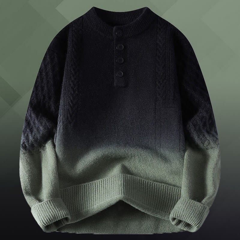 グラデーションケーブルニットセーター デニムパンツ ツーピース - Green Sweater - 3XL - image 11