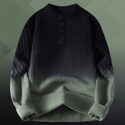 グラデーションケーブルニットセーター デニムパンツ ツーピース - Green Sweater - 3XL - image 11