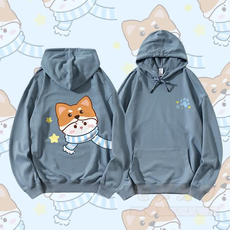 MODAKAWA スカーフ キティ グラフィック カップル マッチング パーカー - ダスティブルー - 5XL - image 4