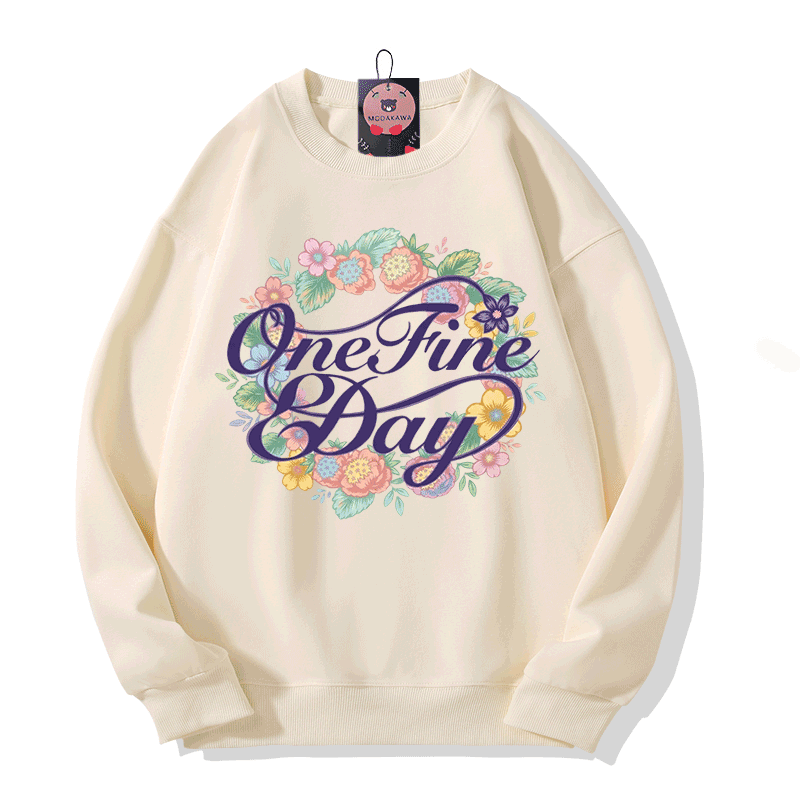 ONE FINE DAY 花柄グラフィックModakawaスウェットシャツ - Beige - 5XL - image 5
