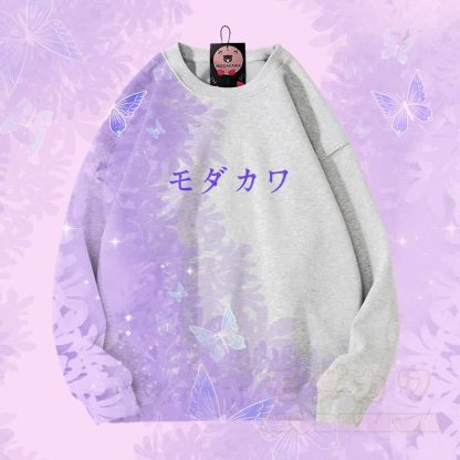 MODAKAWA バタフライグラデーション オールオーバープリント ユニセックス スウェットシャツ - グレー - 4XL - image 3