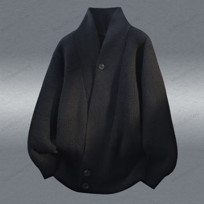 ニットカーディガン セーター コーデュロイパンツ ツーピース - 黒のセーター - 4XL - image 9