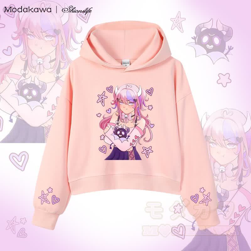 MODAKAWA X Shionslife アイアンマウス＆ブビ グラフィック クロップド綿パーカー - ピンク - 3XL - image 3