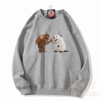 PUNCH ハイファイブモンキー フグ グラフィックModakawaスウェットシャツ - グレー - 5XL - image 4