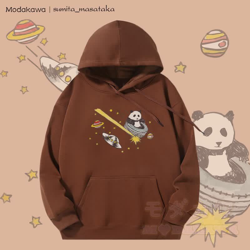 MODAKAWA × sumita_masataka Cosmic Panda Journey グラフィック裏毛パーカー - 茶色 - 5XL - image 3