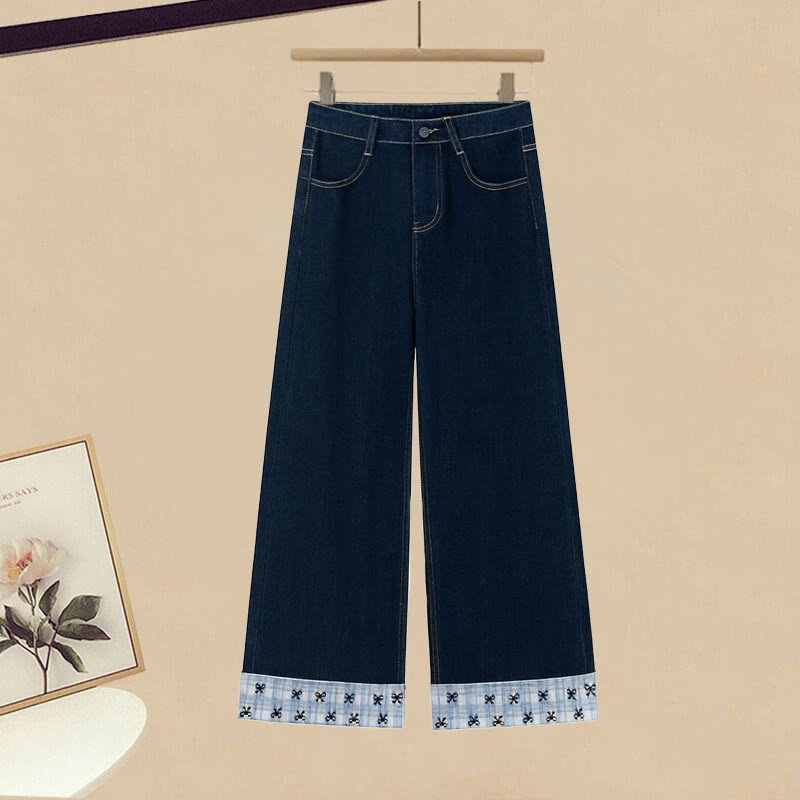 クロスニットセーター、ブラックトップス、デニムパンツのマッチングコーデ - Pants - XL - image 4