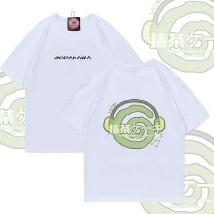 Matcha Headphones Graphic Modakawa Cotton T-shirt - White - 5XL - image 3
