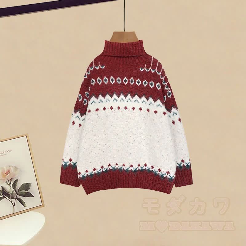 カラーブロックニットセーター ワイドレッグパンツ 2ピースセット - image 5