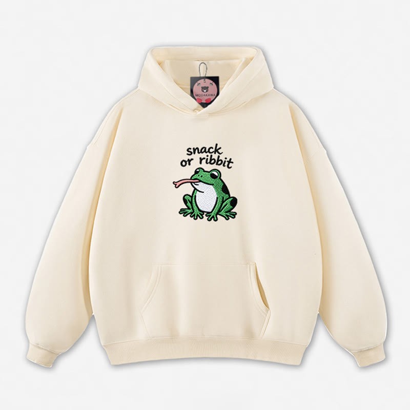 SNACK OR RIBBIT カエルグラフィック ルーズパーカー - Apricot - 5XL - image 7