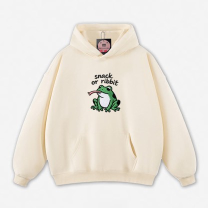 SNACK OR RIBBIT カエルグラフィック ルーズパーカー - Apricot - 5XL - image 7