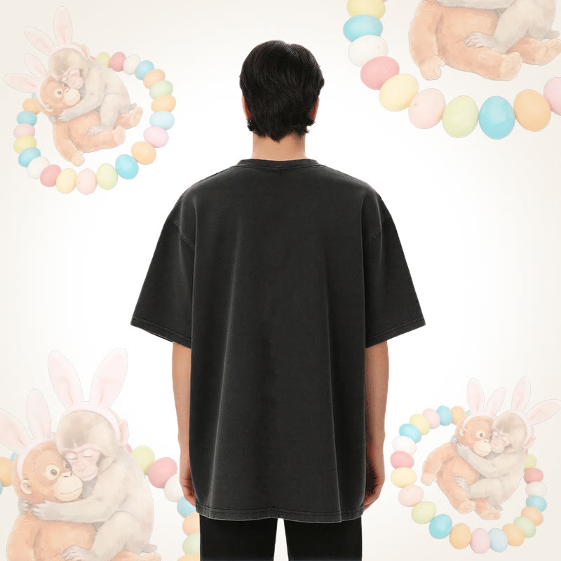 イースターエッグモンキーグラフィックModakawaユニセックス ヴィンテージウォッシュドTシャツ - image 10