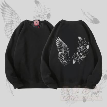 MODAKAWA フラワーバードグラフィック ユニセックス スウェットシャツ - 黒 - 5XL - image 4