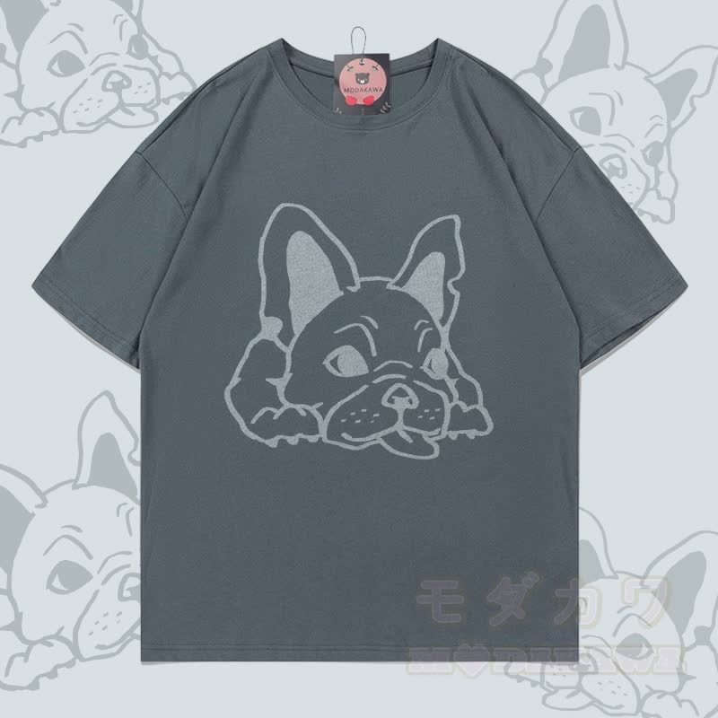 パピーグラフィックModakawa100%綿Tシャツ - グレー - 5XL - image 3