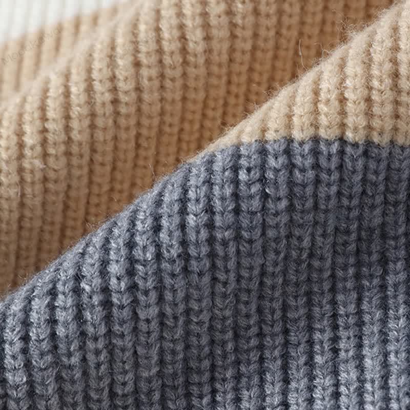 カラーブロックニットセーターデニムパンツツーピース - image 8