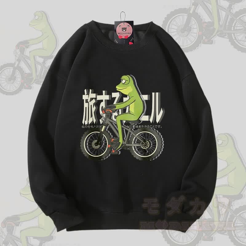 バイキングフロッググラフィックユニセックススウェットシャツ - 黒 - 5XL - image 4