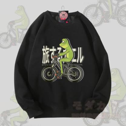 バイキングフロッググラフィックユニセックススウェットシャツ - 黒 - 5XL - image 4