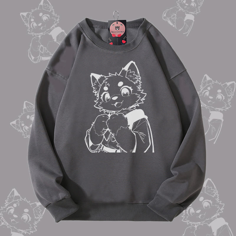 MODAKAWA キュートな猫の足跡グラフィック ユニセックス スウェットシャツ - Dark Grey - 5XL - image 2