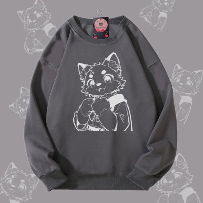 MODAKAWA キュートな猫の足跡グラフィック ユニセックス スウェットシャツ - Dark Grey - 5XL - image 2