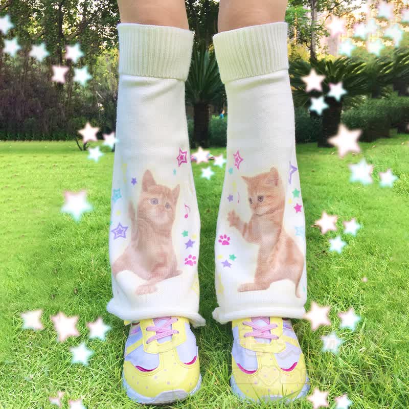かわいい猫のニットレッグウォーマー - image 5