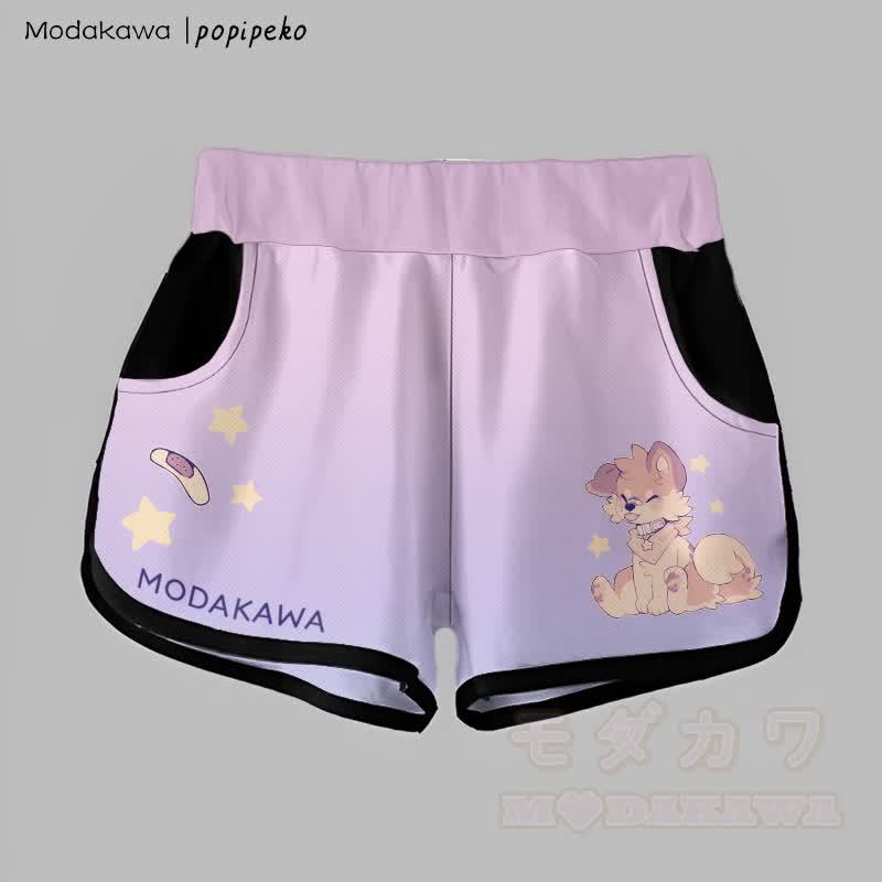MODAKAWA X popipeko グラデーション 舌出しパピーグラフィックショーツ - 紫 - 5XL - image 4
