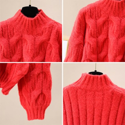 シックな純カラーケーブルセータースリップドレスのマッチングアウトフィット - image 12